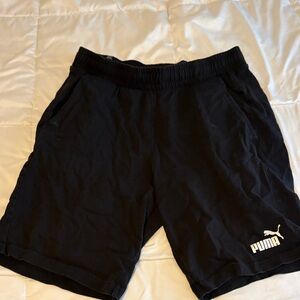Puma Men's Black Athletic Shorts with White Logo LARGE
